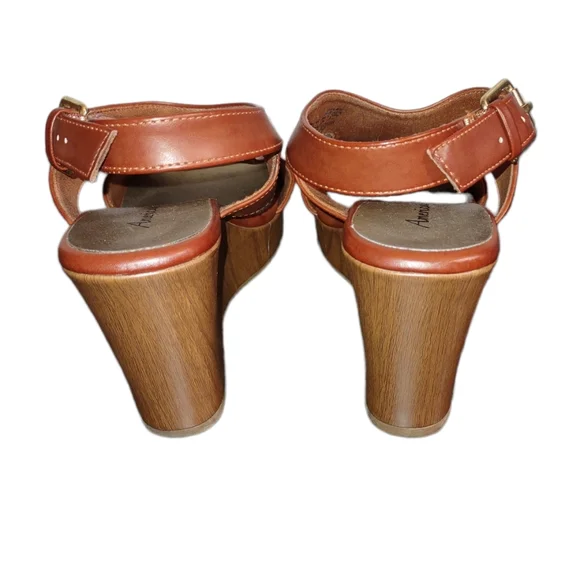 Brown American Eagle Wedge Heel Sandals Size 8.5 - Picture 3 of 5